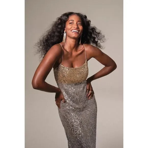 Sachin + Babi Dresses & Skirts - Sachin & Babi x Anthropologie Colorblocked Sequined Midi Dress 8 Petite